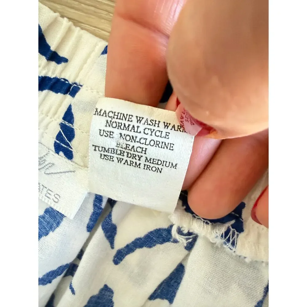 Schroder Separates Vintage Blue Floral Print Cotton Skirt Size 8 Pockets